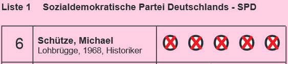 Auf der SPD-Wahlkreisliste können Sie mir auf Platz 6 fünf Stimmen geben.